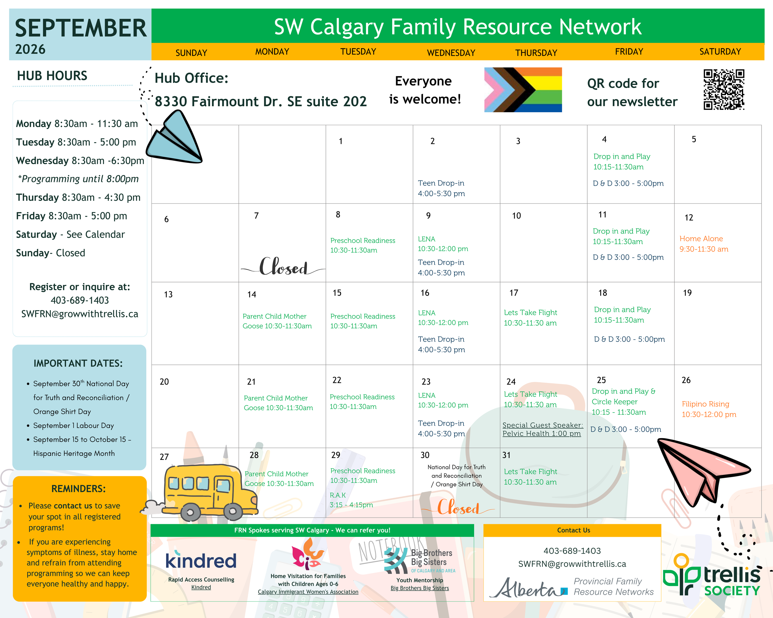 Southwest Calgary Family Resource Network 2026 Calendar SW FRN scaled