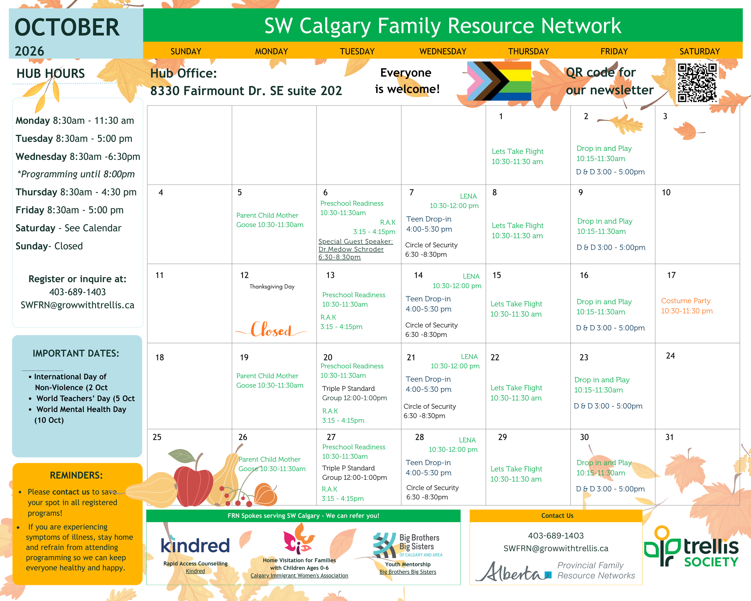 Southwest Calgary Family Resource Network 2026 Calendar SW FRN 1 scaled